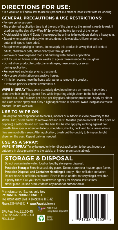 Pyranha Wipe N’ Spray – Horse Fly Spray & Insect Repellent