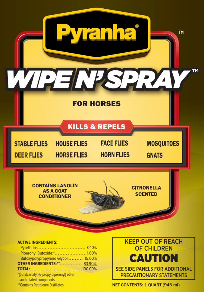 Pyranha Wipe N’ Spray – Horse Fly Spray & Insect Repellent