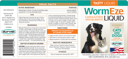 Durvet WormEze Liquid | Dog & Cat Roundworm Treatment & Prevention | 8 oz.