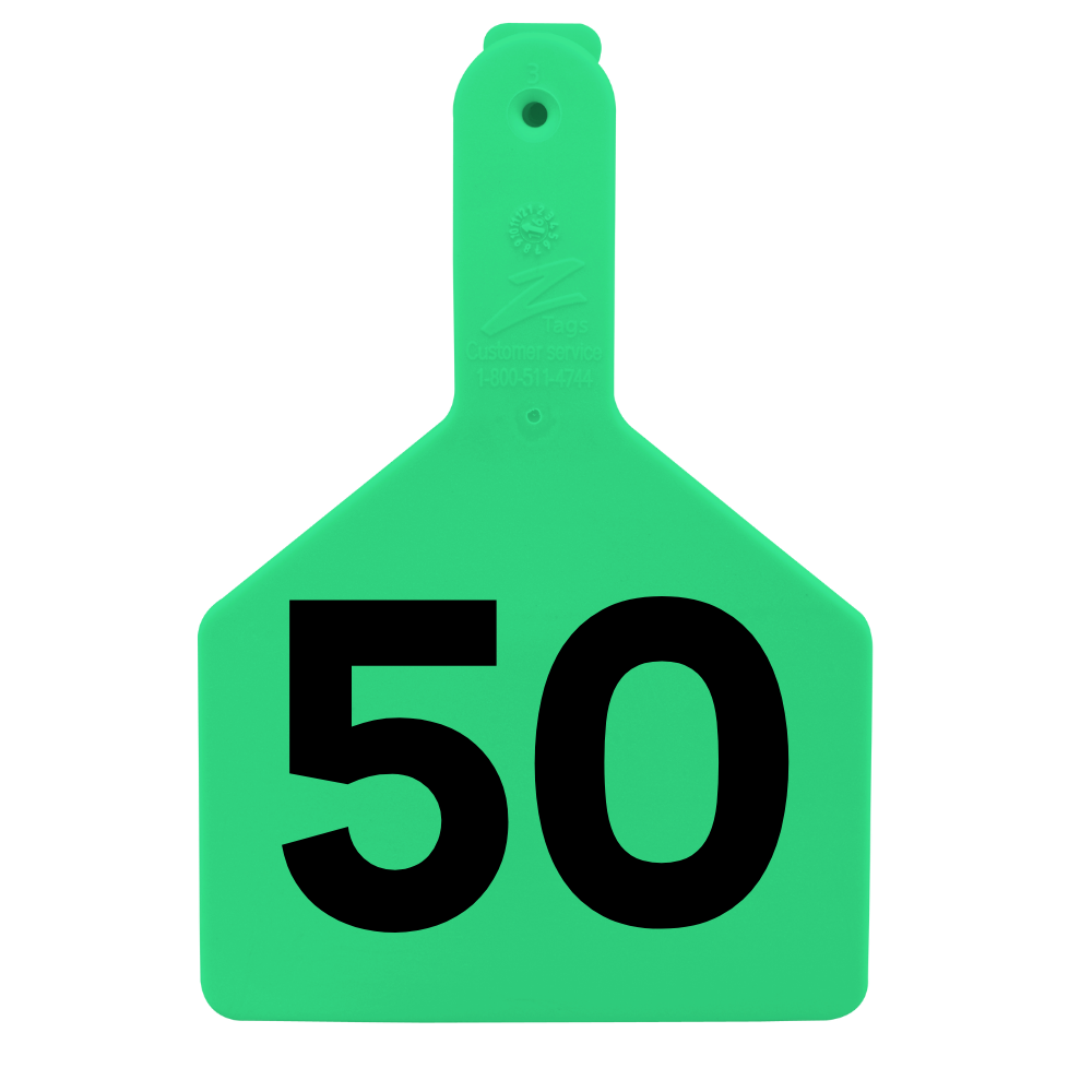 Z Tags One-Piece No-Snag Cow ID Ear Tag – Colors, Numbers & Custom Print